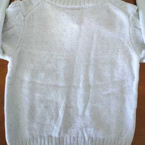 Janie & Jack Boys Cable Knit Sweater Ivory w/Gray Heather Sherpa Neck kids Sz 5 - Picture 8 of 8